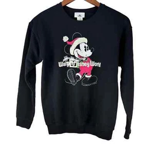 Mickey Mouse Holiday Christmas Sweatshirt Black Walt Disney World Youth Large - Picture 1 of 8