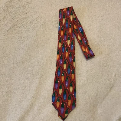 Corbata Noel 100 % seda para hombre musical Navidad cuerda luces vacaciones rojo Foto 1 de 3