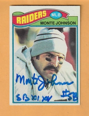 Monte Johnson Oakland Raiders AUTO Signed 1977 Topps Nebraska Cornhuskers - Image 1 of 2