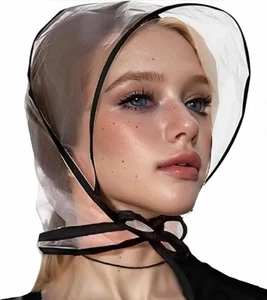 Gorro de lluvia de plástico transparente con visera para mujer, impermeable - Imagen 1 de 6