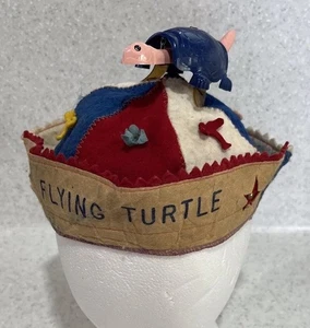 Vintage Flying Turtle Club Filz Beanie Mütze 50er MCM Kinder Kindergröße **LESEN** - Bild 1 von 10