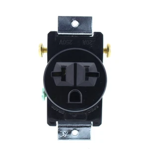 Cooper 1876BK-BU Straight Blade Receptacle 2-Pole 3-Wire SHORT STRAPS 20A 250V - Picture 1 of 5