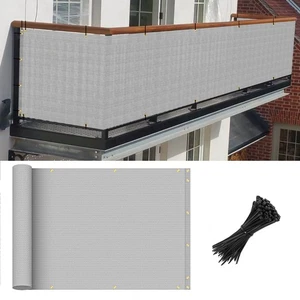 3ft Gray Deck Privacy Fence Screen Windscreen with Grommets for Garden Pool Yard - Picture 1 of 13