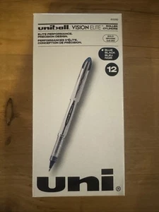 Uni-ball Vision Elite 61232 Blue Black Ink 0.8mm Bold Rollerball Pen, Box of 12 - Picture 1 of 4