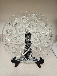 Vtg Anchor Hocking 11" Serving Platter Cake Plate Starburst Clear Glass - Imagen 1 de 8