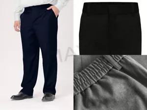 BOYS STURDY FIT SCHOOL TROUSERS HALF ELASTICATED~SHORT LEG~ALL SIZES - Picture 1 of 11