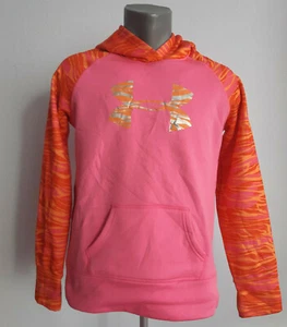 Under Armour Womens Hoodie Pink / Orange Size YXL Loose Fit Sweatshirt Fleece UA - Picture 1 of 9