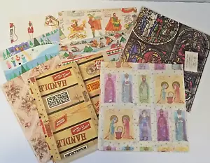 LOTE DE CHATARRA de papel de envoltura plana de Navidad de colección/8 diseños navideños impresión artesanía - Imagen 1 de 11