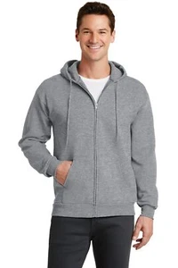Port & Company PC78ZH Mens Long Sleeve Core Fleece Full-Zip Hooded Sweatshirt - Picture 1 of 28