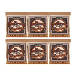 6 sets Ernie Ball Phosphor Bronze Medium Light 12-54 Acoustic Guitar Strings - Picture 1 of 7