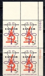 #1263 1965 5-cent Cancer Crusade block of 4 with plate# MNH - Picture 1 of 1