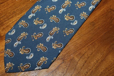DANIEL CREMIEUX MENS NECKTIE 100% SILK PAISLEY NAVY BLUE & MULTICOLOR - Image 1 of 4