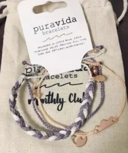 BNWT Pura Vida April 2019 Purple Mountain Wave Monthly Club Bracelet - Picture 1 of 4