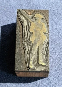 Vintage Metal On Wood Letterpress Printing Block Patriote Quebec Emblem - Picture 1 of 7