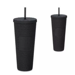 Disneyland Bicchiere Geometrico Starbucks Venti con Cannuccia - Nero Nuovo - Foto 1 di 3