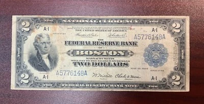 1918 $2 FRBN Boston Battleship VF Fr#748 Tehee / Burke - Image 1 of 2