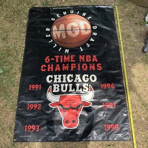 Vintage 1998 Chicago Bulls 6 Time NBA Champions 4'X6ft MGD Banner Michael Jordan - Picture 1 of 16