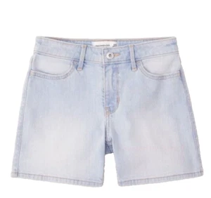 ABERCROMBIE & FITCH  High-Rise Denim Camp Shorts  - Light Blue - NWT Girls 9/10 - Picture 1 of 2