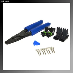 2 x Delphi WeatherPack 2-Pin Connector Kit, 12-14AWG Contacts & Crimper, USA - Picture 1 of 1