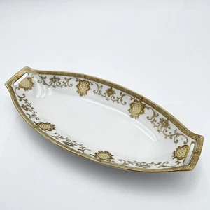 Vintage handbemalte Sellerie/Relish Schale Morimura weiß creme Goldrand Japan - Bild 1 von 13