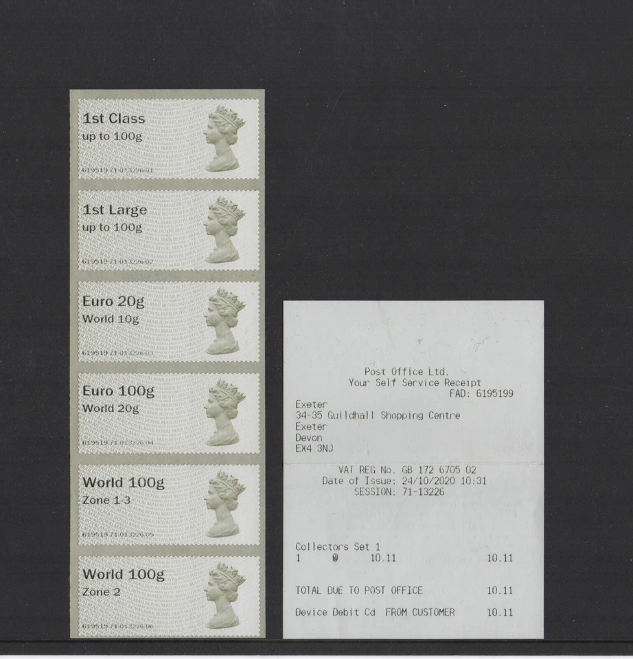 MACHIN  NDC  Zone  VALUES  Collector Strip  EXETER  POST GO  -  SCARCE - Image 1 of 1