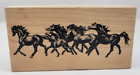 PSX Wild Horses Running wood mount rubber stamp K-1806