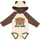 Inktastic Twin Bears Baby Clothes Gift Long Sleeve Creeper Shower Teddy For Hws