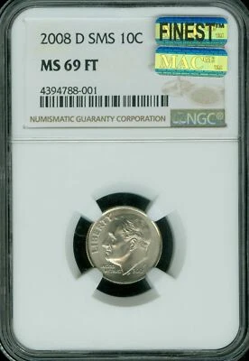 2008 D ROOSEVELT DIME NGC MS69 FT SMS PQ MAC FINEST REGISTRY & SPOTLESS   * - Image 1 of 2
