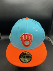 Men's Milwaukee Brewers New Era Blue/Orange 50th Anniversary Vice Highlighter - Picture 1 of 8