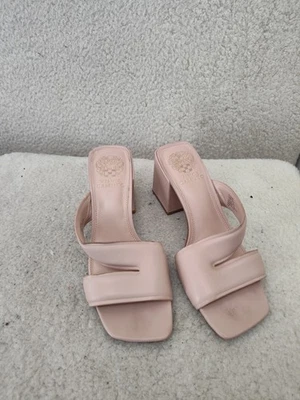 Vince Camuto Women Sandals 7M Pink Faux Leather Slip On Block Heel Shoes - Image 1 of 4