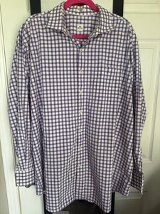 Camicia PETER MILLAR uomo XXL viola/bianco Gingham a quadri con bottoni manica lunga - Foto 1 di 10