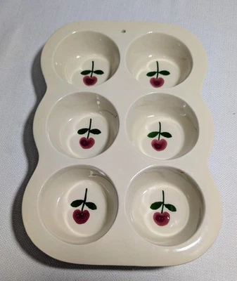 Plato de gres Hartstone Pottery 6 cupcakes/muffins 10,5"x7,25" cereza Foto 1 de 4