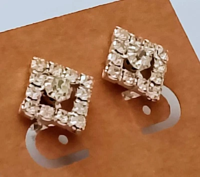 Viereck Glitzer Ohrclips CLIPS OHRRINGE silberf ca 1,7 cm lang - Bild 1 von 4