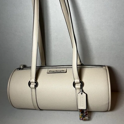 Bolsa de ombro Coach Barrel em couro Coachtopia em giz - Imagem 1 de 4