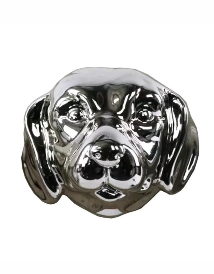 Nuevo Labrador Cerámica Cabeza de Perro Montaje Cromo Pulido Plata Foto 1 de 1