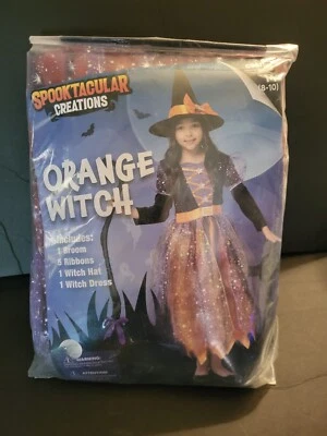 Spooktacular Creations Orange Witch Costume. Kids Size Medium 8 To 10 Years. New - Image 1 of 4