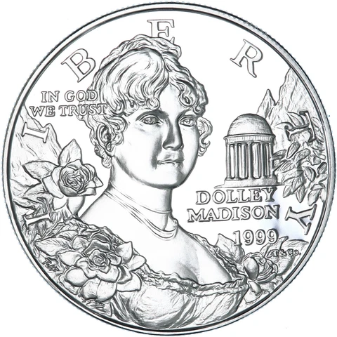1999 P Dolley Madison Proof 90% Silver Dollar US Coin See Pics W760 Cover