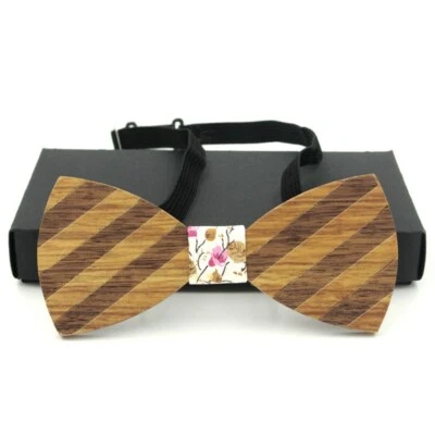 Pajarita de madera para hombre boda fiesta corbata hecha a mano flor compromiso pajarita Foto 1 de 4