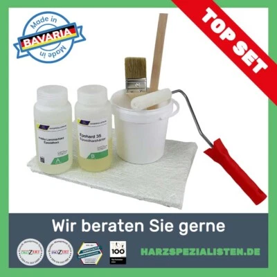 S U. K HOCK GMBH SET GFK Reparatur 1,5 kg Epoxidharz + 2 m² GFK Matte 300g/m² + Zubehör Modellbau