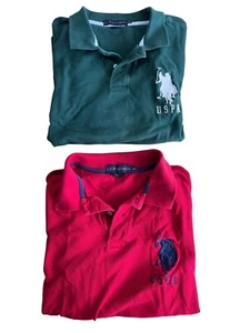 Lot 2 XL Polo Assn. Big Pony Red & Green Shirt Collar Men's - Picture 1 of 15