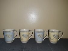 (4) 222 Fifth PTS International Somerville Coffee Mugs Cups Set  Blue & Yellow