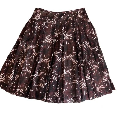 Vintage Alfani Brown Floral Print Silk Blend A-Line Skirt Size 6 Petite - Image 1 of 4