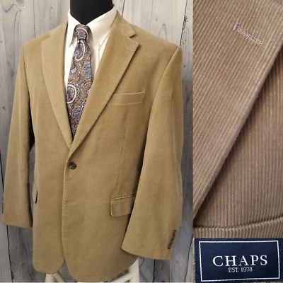 Chaps Ralph Lauren Mens Blazer 42r - 44r Brown Gold Corduroy Sport Coat Jacket - Image 1 of 4