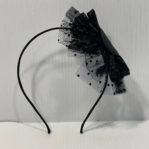 Goth Ribbon Lace Skull Hairband Cute Black Bow Sequin Small Head Accessory - Picture 1 of 2