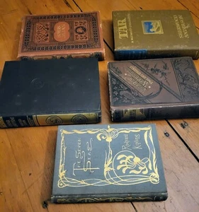 Decorative Antique Books, Lot of 5 Various Colors, Gilt/embossed, Beautiful - Picture 1 of 3