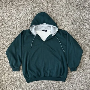 Vintage HONORS Unisex Pullover Hoody Sweater Half Button Up, Green XL - Picture 1 of 12