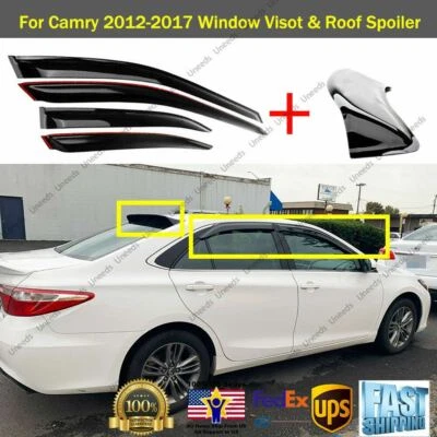 VISERA DE VENTANA VENTILACIÓN LLUVIA/SOL y alerón de techo trasero alas aptas para Toyota Camry 2012-2017 Foto 1 de 4