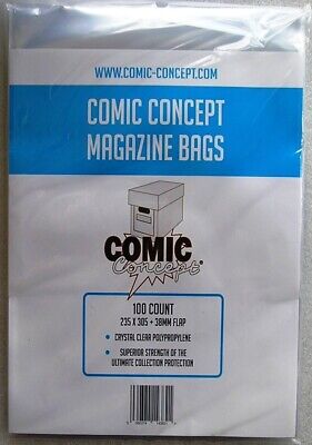 Comic Concept Magazine Bags Pack Of 100 Bags [ Large Comics ] 235 X 305mm • 10.74£