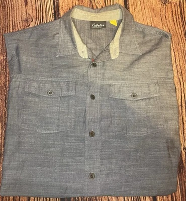 Рубашка Cabela's Outfitter с длинным рукавом на пуговицах синяя джинсовая размер L R - Изображение 1 из 4