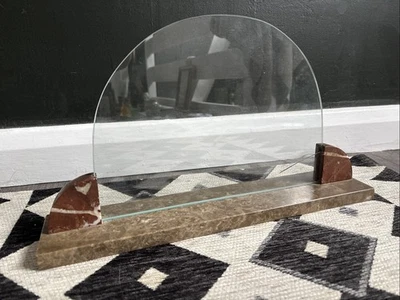 Vintage Art Deco Picture Photo Frame Marble Onyx Stone Glass - Image 1 of 3